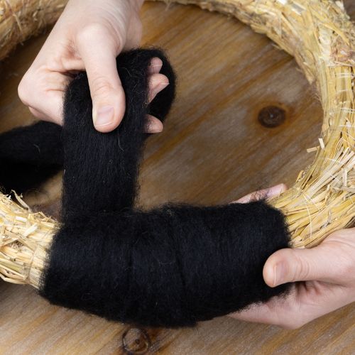 Article Laine décorative, cordon de laine, laine feutrée pour loisirs créatifs et art floral, 2 m, noir