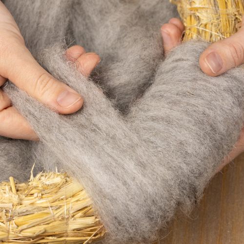 Article Cordon de laine décoratif gris naturel, 2 m, laine feutrée pour loisirs créatifs et art floral