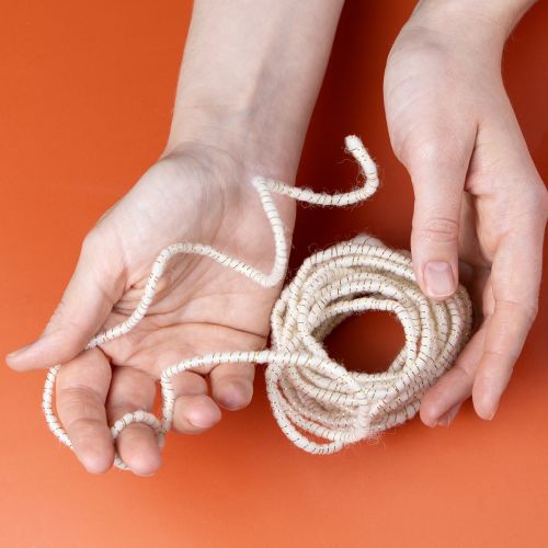 Article Cordon de laine blanc avec fil doré 5m x 5mm avec fil métallique pour décoration et loisirs créatifs