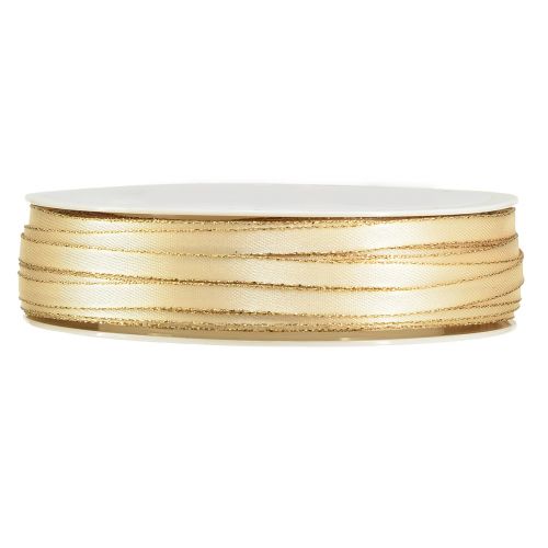 Floristik24 Ruban bijoux double ruban satin en or crème W6mm L50m
