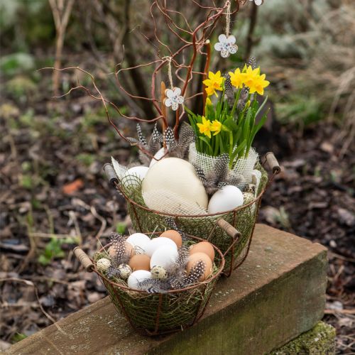 Article Panier métallique avec anse en bois décor rouille Ø18cm