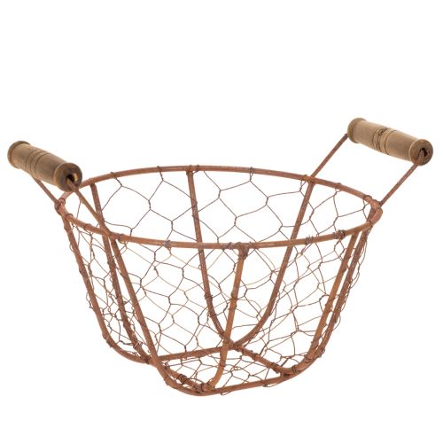 Panier en fil de fer, panier en métal avec anse, bois, rouille, décoratif, Ø18cm acheter | Floristik24.be
