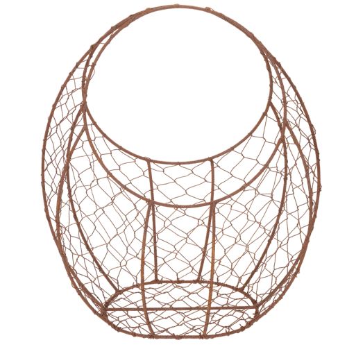 Panier en fil de fer, jardinière en métal, décoration printanière, panier de Pâques, marron, finition rouille, H 34 cm x L 30 cm | Floristik24.be