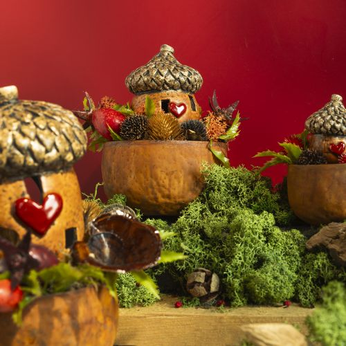 Article Gland avec décoration de fenêtre et de cœur 9,8 cm - décoration atmosphérique d&#39;automne et d&#39;hiver - 4 pièces