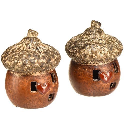 Floristik24 Gland avec décoration de fenêtre et de cœur 9,8 cm - décoration atmosphérique d&#39;automne et d&#39;hiver - 4 pièces