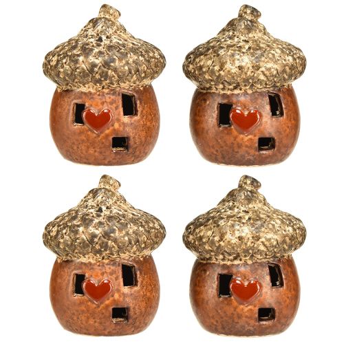 Article Gland avec décoration de fenêtre et de cœur 9,8 cm - décoration atmosphérique d&#39;automne et d&#39;hiver - 4 pièces