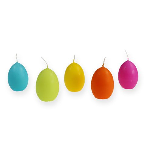 Pâques Bougie d'oeuf 6cm multicolores assorties 12pcs | Floristik24.be