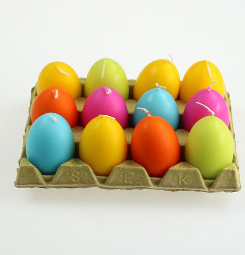 Pâques Bougie d'oeuf 6cm multicolores assorties 12pcs | Floristik24.be