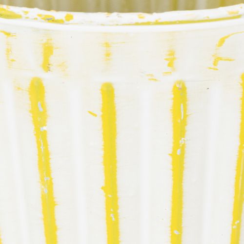 Article Seau à planter, jardinière avec poignées, décoration en métal rose/vert/jaune style shabby chic Ø16,5 cm H15 cm, ensemble de 3 pièces