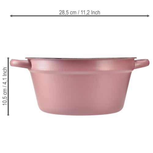 Article Seau à anses, jardinière en métal, rose, Ø 22,5 cm, H 10,5 cm