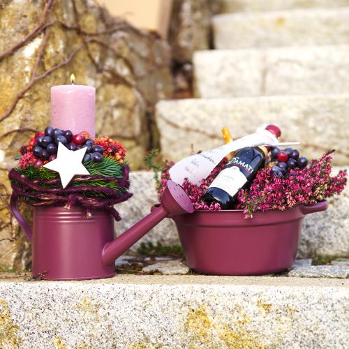 Article Seau avec anses bac à plantes métal violet Ø22,5cm H10,5cm