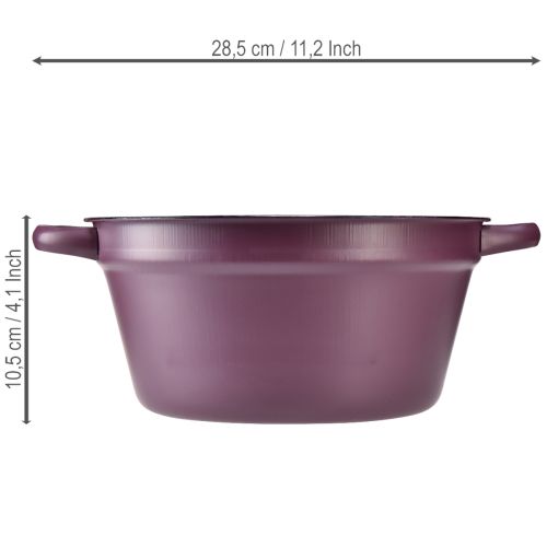 Article Seau à poignées, jardinière en métal, violet, Ø 22,5 cm, H 10,5 cm