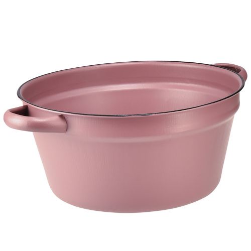 Article Seau avec anses bac à plantes en métal rose Ø22,5cm H10,5cm