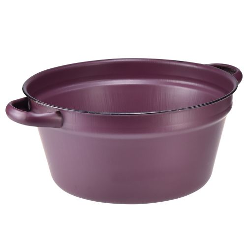 Floristik24 Seau avec anses bac à plantes métal violet Ø22,5cm H10,5cm