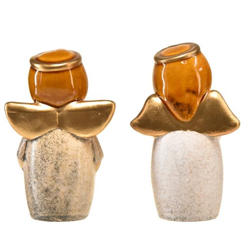 Article Figurines décoratives d&#39;ange – Crème et blanc avec accents dorés, 13 cm – Embellissement céleste pour votre maison – Lot de 2