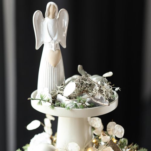 Figurine d'ange ornée d'un cœur, couleur blanc crème, 23 cm | Floristik24.be