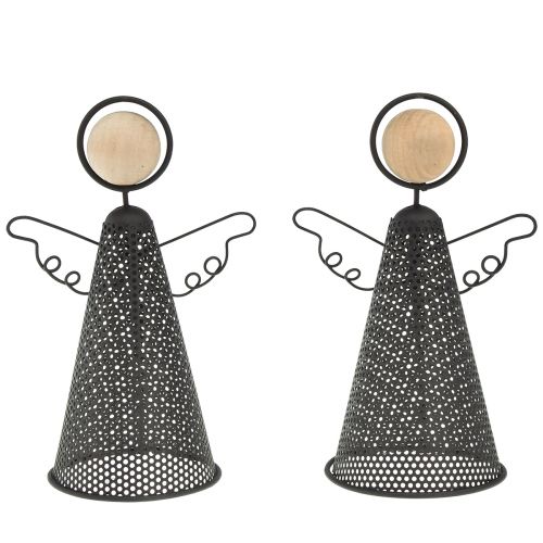 Floristik24 Figurine Ange Noël Métal Noir Naturel 15,5cm 2pcs