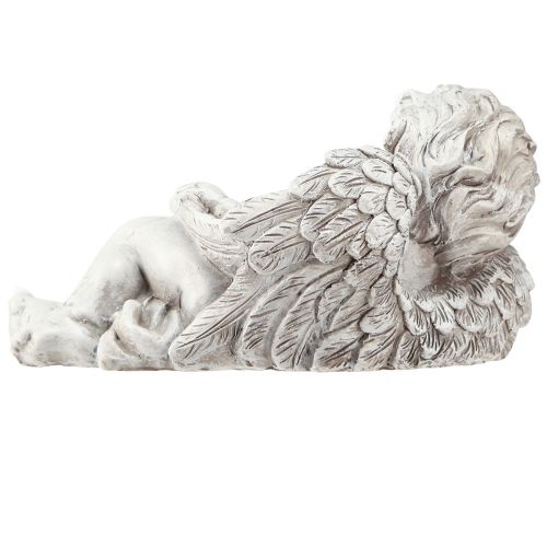 Article Figurine décorative ange couché décoration funéraire polyrésine grise 22cm