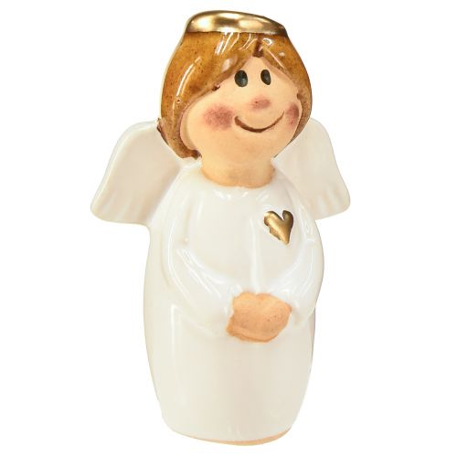 Article Adorable ange en céramique aux accents dorés blanc 7 cm - idée cadeau et décoration amoureuse - 6 pcs