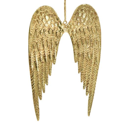 Floristik24 Ailes d&#39;ange à suspendre en métal doré 12×19cm 2 pcs