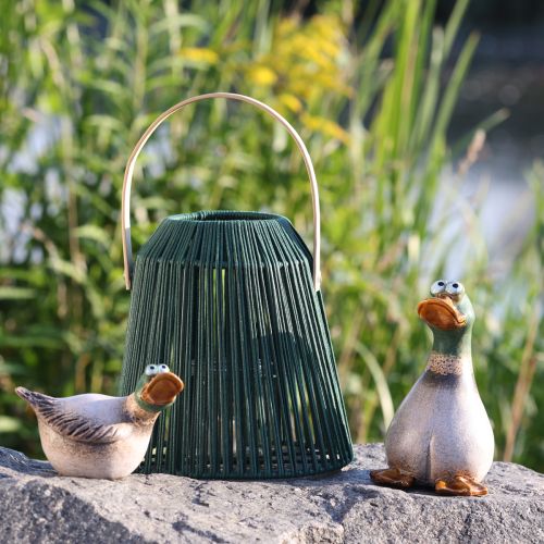 Floristik24 Canards déco céramique Marron Vert Canard assis 17,5cm 2pcs