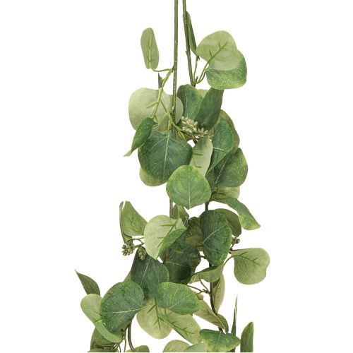 Article Guirlande de feuilles vertes artificielles d&#39;eucalyptus avec 2 œillets 160 cm