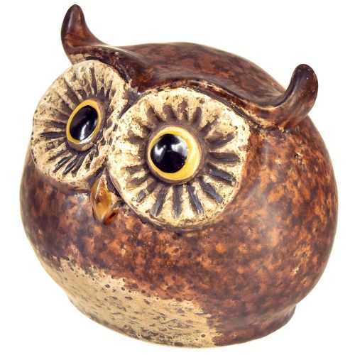Article Charmantes figurines de chouettes en céramique - design détaillé en marron et crème, 10,5 cm - décoration parfaite pour le salon et le bureau - 3 pièces