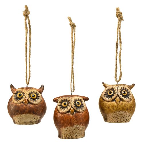 Article Adorables pendentifs hibou – Tons marron rustiques, 5,6 cm – Décoration parfaite pour l&#39;automne et Noël – Lot de 3