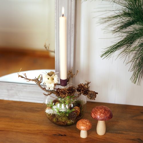 Article Bouchons de fleurs décoratifs hibou décoration d'automne naturel Ø4cm H8cm 4pcs