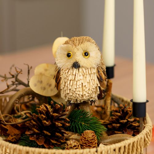 Article Chouette figurines décoratives automne avec cônes 12,5×10×10cm 2pcs
