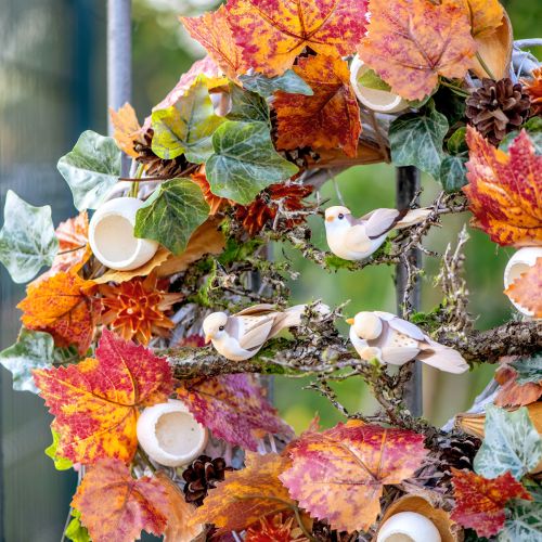 Floristik24 Oiseau en plumes sur fil, oiseau décoratif avec plumes orange marron 4cm 12 pcs
