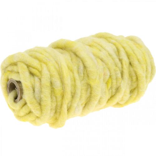 Floristik24 Cordon feutre avec fil de laine jaune pastel 20m