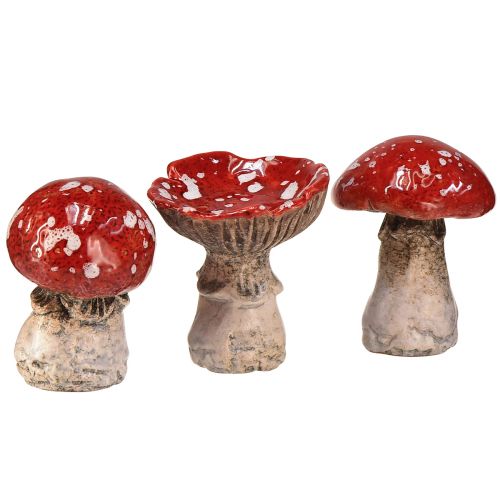 Article Charmantes décorations de champignons en céramique - Rouge à pois blancs, 8,6 cm - Décoration de jardin idéale - Paquet de 3