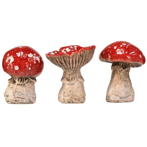 Article Charmantes décorations de champignons en céramique - Rouge à pois blancs, 8,6 cm - Décoration de jardin idéale - Paquet de 3