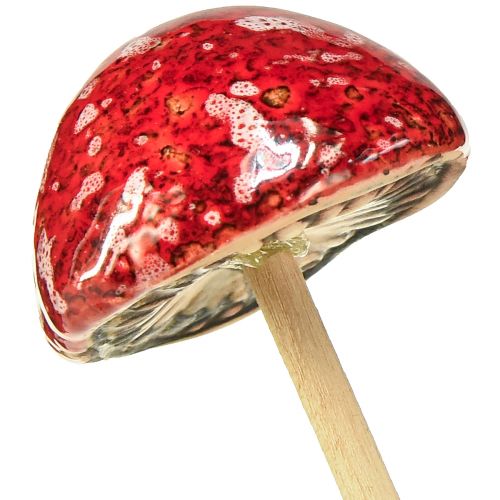 Floristik24 Champignons vénéneux sur bâton, rouge, 4 cm, lot de 6 - champignons de jardin décoratifs pour la décoration d'automne
