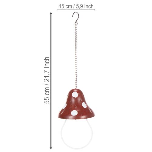 Article Station d'alimentation en métal, motif amanite tue-mouches, suspendue, rouge et blanche, 25,5 cm