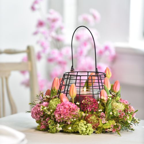 Article Lanterne de jardin avec anse en verre noir Ø17cm H15cm