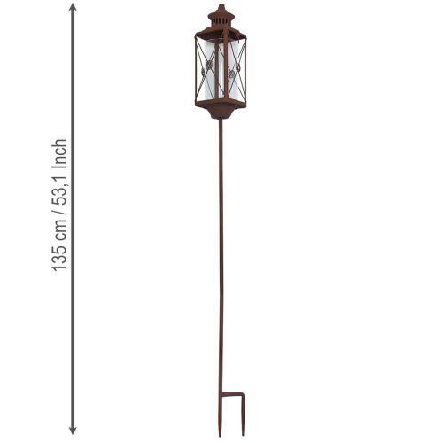 Article Lanterne de jardin, décoration en métal, aspect rouillé, 12 cm x 12 cm x 135 cm
