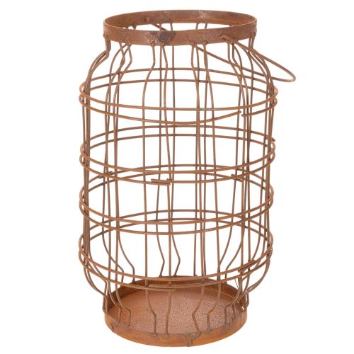 Lanterne de jardin, métal, finition rouillée, poignée, style vintage, Ø19,5 cm | Floristik24.be