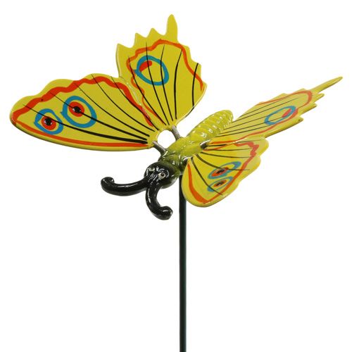 Papillon sur pique 17cm jaune