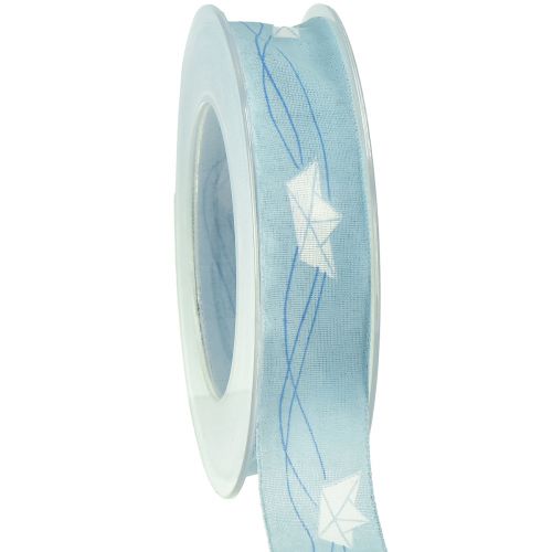 Floristik24 Ruban cadeau bateau bleu ruban décoratif maritime 25mm 20m