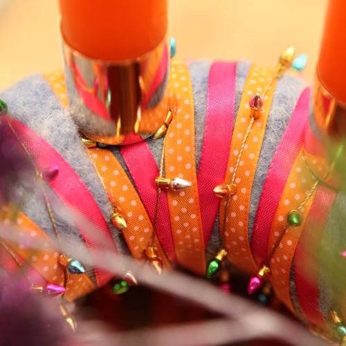 Article Ruban cadeau décoratif à pois orange 10 mm 25 m