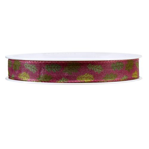 Article Ruban cadeau ruban en tissu d'automne avec feuilles de chêne vert bordeaux 15mm 18m