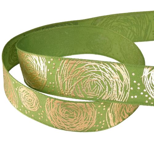 Article Ruban cadeau avec roses dorées Ruban bijoux vert 25mm 15m