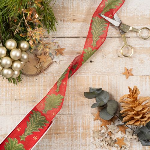 Ruban cadeau sapin de Noël avec étoiles 40 mm 15 m | Floristik24.be