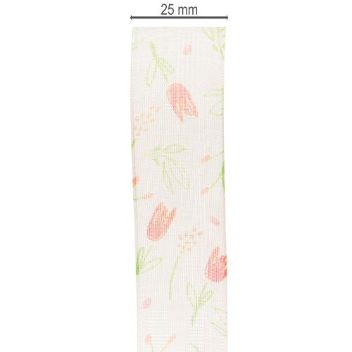 Article Ruban cadeau à motif tulipe, idéal pour les occasions spéciales et la décoration saisonnière, 2,5 cm de large, 18 m de long