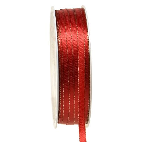Floristik24 Ruban cadeau Ruban décoratif de Noël rouge doré L6mm L50m