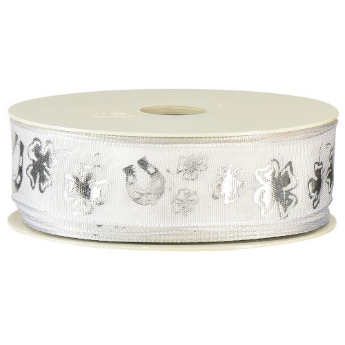 Article Ruban cadeau ruban décoratif argent blanc Réveillon du Nouvel An 25mm 18m