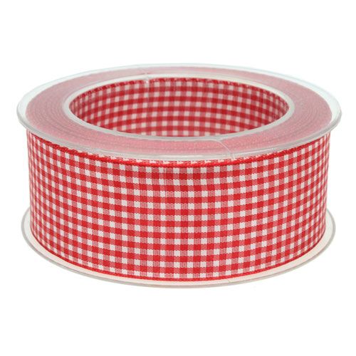 Article Ruban cadeau avec lisière 40mm 20m carreaux rouges