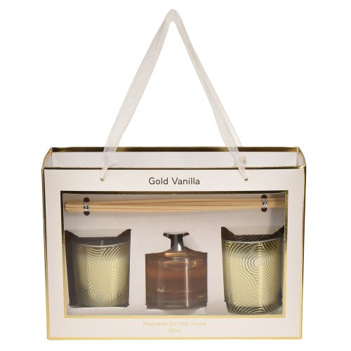 Article Coffret cadeau bougies parfumées parfum d'ambiance dans un verre parfum vanille
